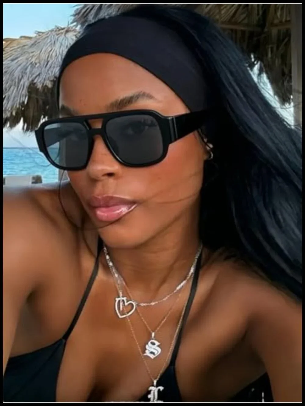 Oversized Aviator Sunglasses Retro Square Double Bridge UV400